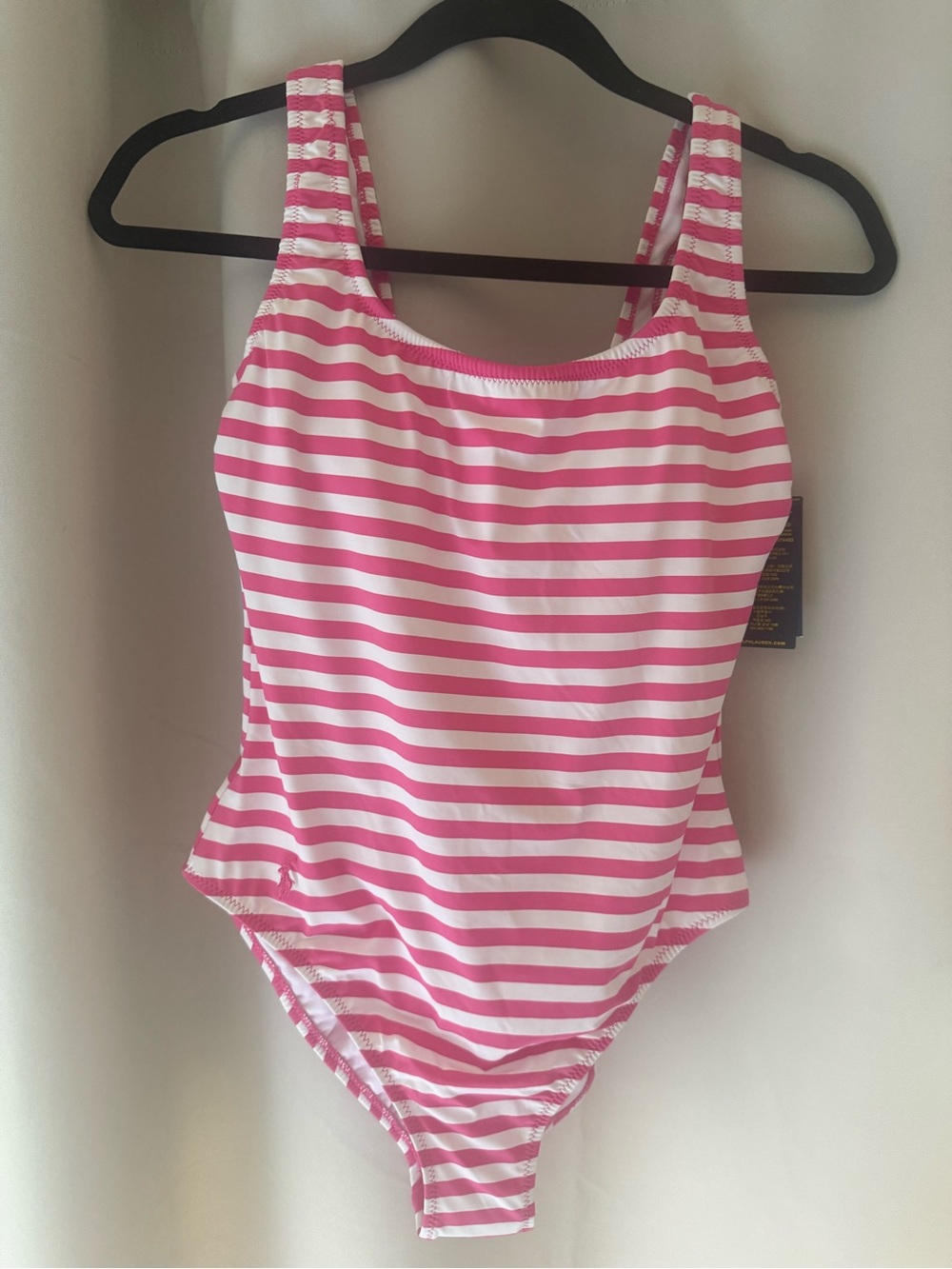 Ralph Lauren Pink and White Striped One-Piece Swimsuit